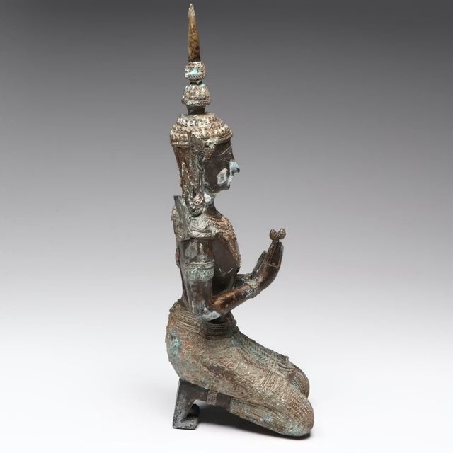 Thepphanom Thai Oxidized Brass Statue For Sale - Image 4 of 9