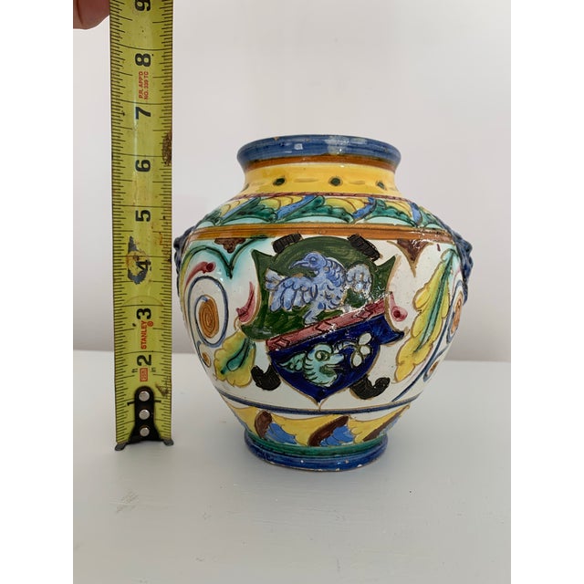 Blue Italian Terra Cotta Majolica Vase For Sale - Image 8 of 12