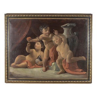 Dancing Cherubs, Oil on Canvas, Framed For Sale