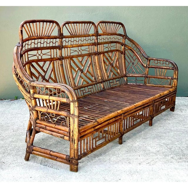 Vintage Brighton Rattan High Back Sofa For Sale - Image 9 of 12