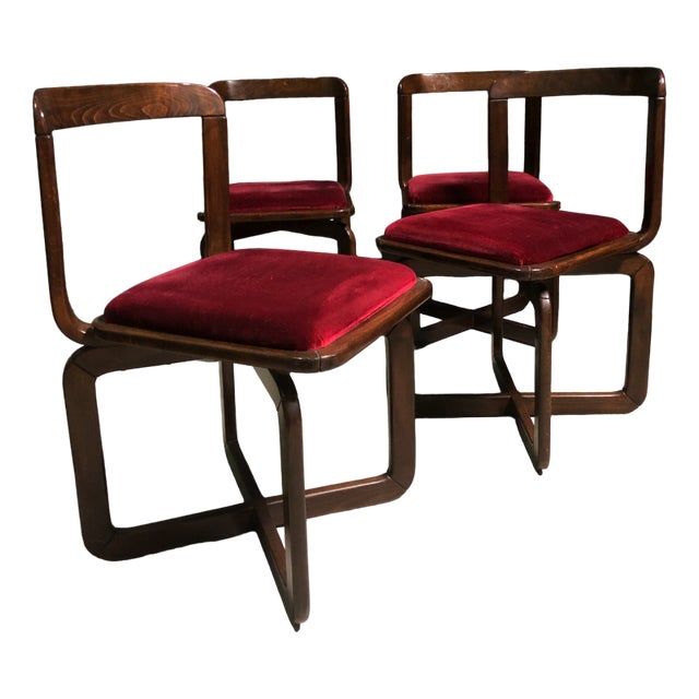 Vintage Italian Dining Chairs, 1960s, Set of 4 For Sale