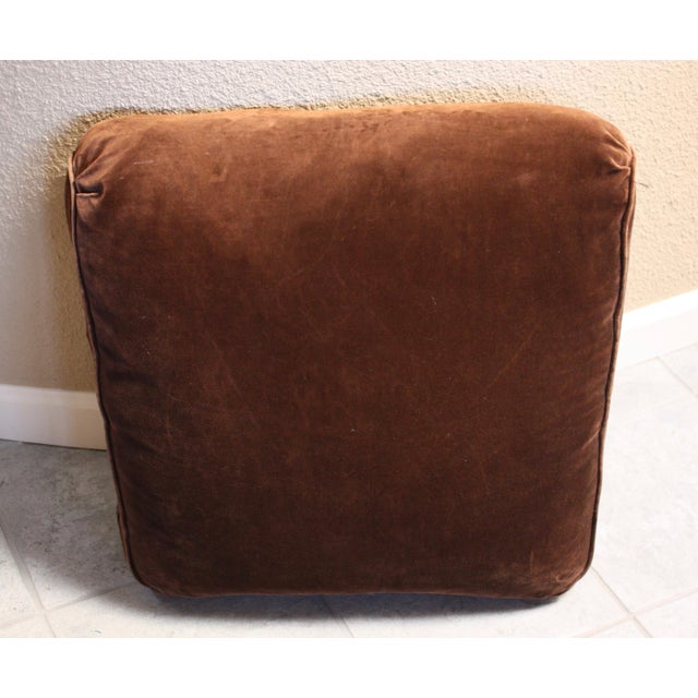 Distressed Leather and Velvet Reading Chair For Sale In San Francisco - Image 6 of 8