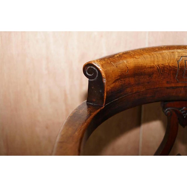 Victorian Walnut Captains Chair with Carved Back from Eton College, 1860 For Sale - Image 6 of 18