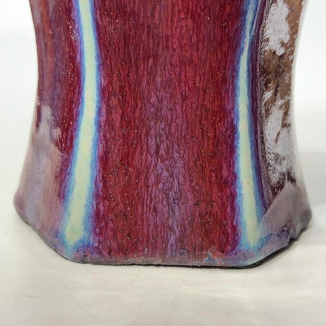 Mid 20th Century Violet Flambe Glazed Ceramic Vases- a Pair For Sale - Image 4 of 8