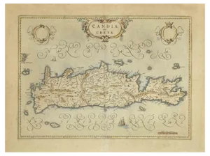 Map of Crete Etching by Johannes Blaeu, 1650s