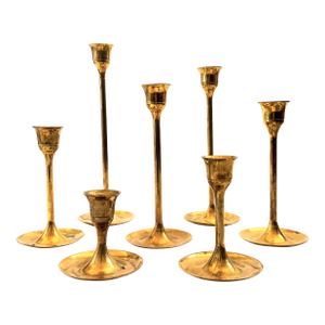 Graduated Brass Candlestick Holders - Set of 7