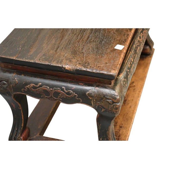 Chinese Early 19th C. Low Altar Table Carved Face (Great Hall Bench ) For Sale - Image 4 of 6