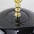 A Pair Early 20th Century Black Monochrome Porcelain Watermelon Jar Table Lamps on Carved Wood Bases For Sale - Image 14 of 15