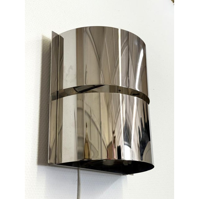 Metal Space Age Chrome Wall Lamp from Minilumi Design, 1970s For Sale - Image 7 of 11