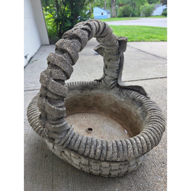Vintage Cement Garden Planter Basket For Sale - Image 12 of 13