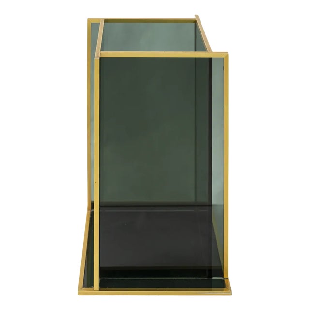 Mid-Century Italian Glass & Brass Umbrella Stand For Sale