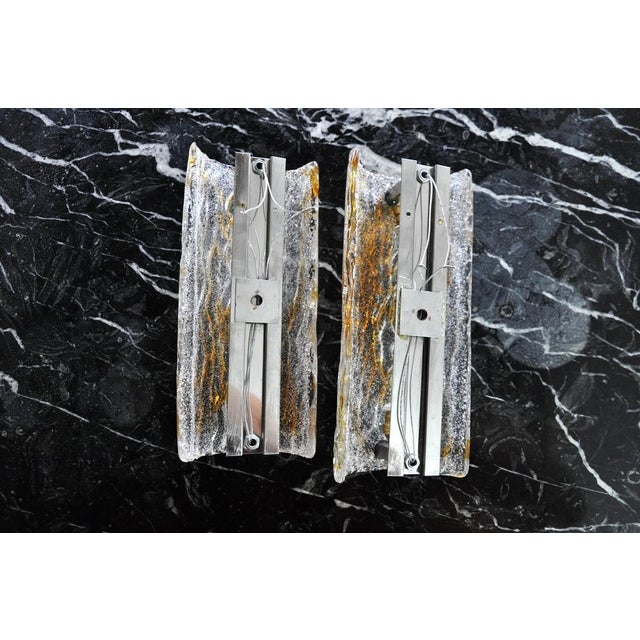 Glass Wall Lamps in Orange Murano Blown Glass from Mazzega, Italy, 1960s, Set of 2 For Sale - Image 7 of 8