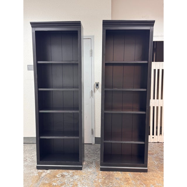 Contemporary Ballard Designs Tuscan Flush Center Bookcases, Pair For Sale - Image 3 of 12