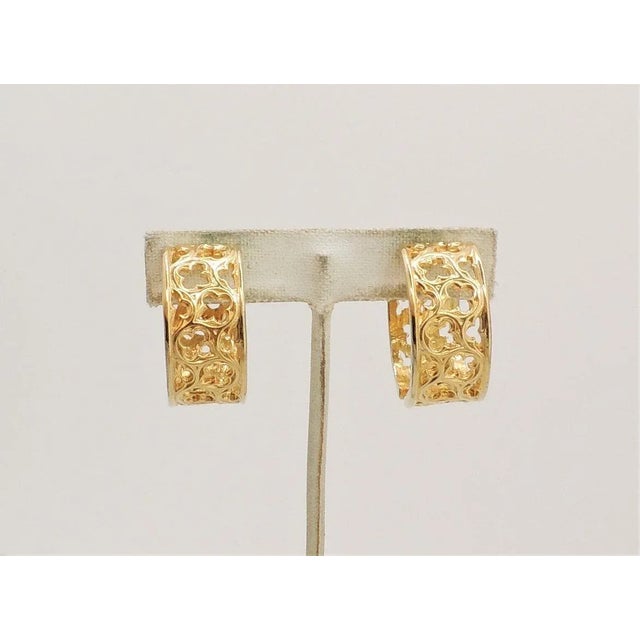 Metal 1972 Vintage Signed Napier Gothic Cut Out Hoop Clip Earrings- 2 Pieces For Sale - Image 7 of 9