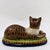 Early 20th Century Vintage Staffordshire Recumbent Cat Mantle Statue Figurine Left Facing For Sale - Image 5 of 12