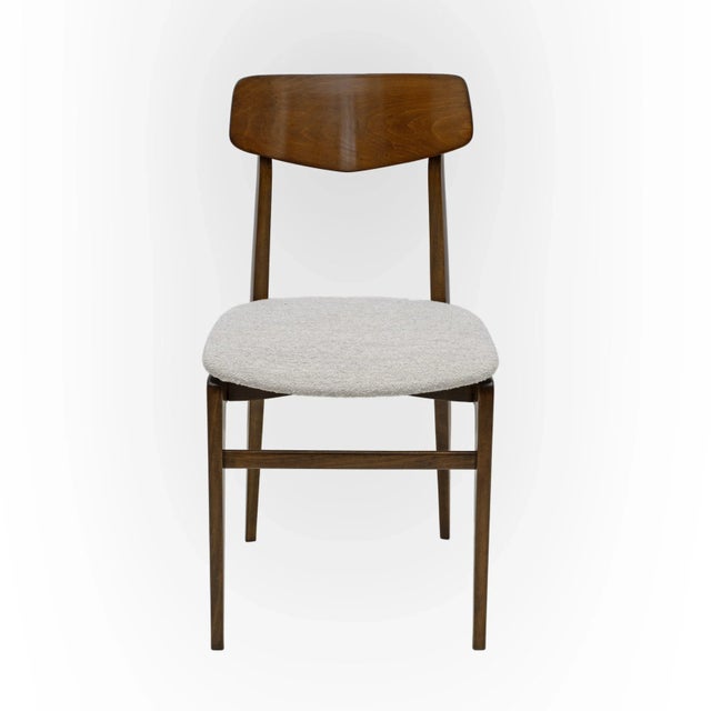 Mid-Century Modern Walnut-Stained Beech and Bouclè Fabric Dining Chairs, Denmark, 1960s, Set of 6 For Sale - Image 3 of 11