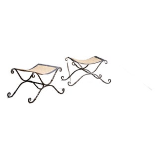 Pair of French Curule Stools, 1980s For Sale
