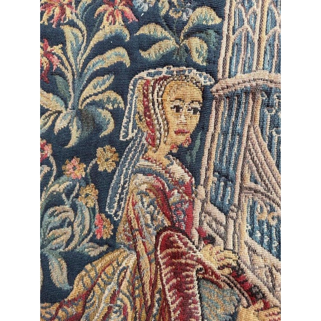 Vintage Aubusson Style Jaquar Tapestry with Medieval Museum Design, 1970s For Sale - Image 13 of 18