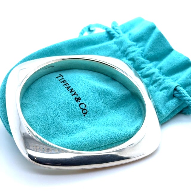 Silver Tiffany & Co. Sterling Silver Vintage Square Bangle Bracelet 56.84g For Sale - Image 8 of 8