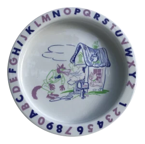 Vintage Shenango Children’s Bowl With the Fabled Three Little Pigs