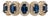 Modern Deep Blue Sapphire & Diamond Halo Half Eternity Ring Size 5 in 14k Gold For Sale