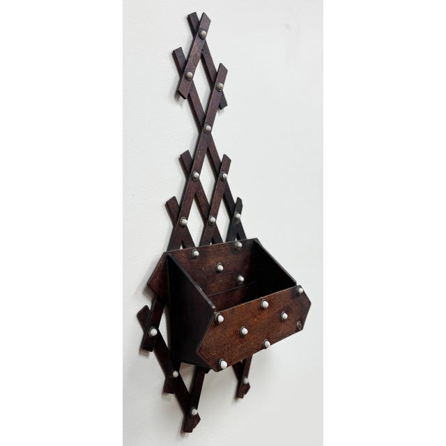 Victorian Antique Wall-Mount Wood Tramp Art Letter Holder For Sale - Image 3 of 7