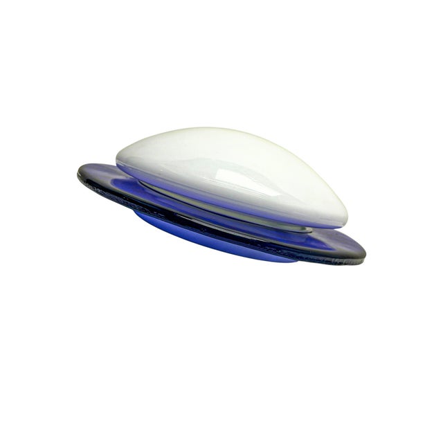 Italian Blue and White Round Vetri Murano Wall Light, 1980s For Sale - Image 4 of 15
