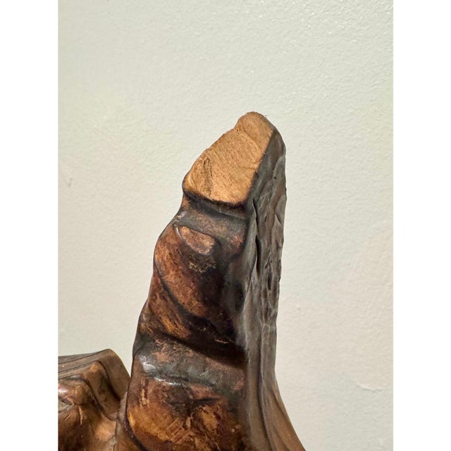 1960's Witco Carved Wood Wall Sculpture Unicorn Crest Large Tiki Polynesian 35” For Sale - Image 10 of 12