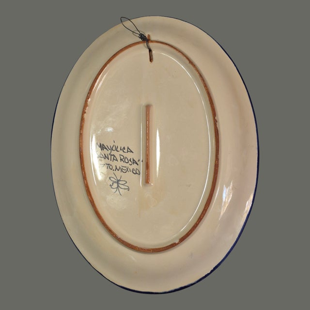 Majolica Vintage Hand Painted Tropical Fruit Majolica Santa Rosa Mexico Oval Wall Plate For Sale - Image 4 of 6