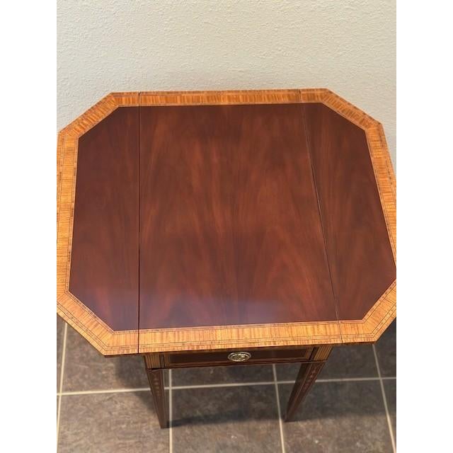 Councill Furniture 1990s Councill Craftsmen Banded Drop Side Pembroke Table For Sale - Image 4 of 8