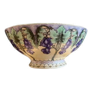 Early 20th Century Limoges Porcelain Punch Bowl, Purple Grape Design For Sale