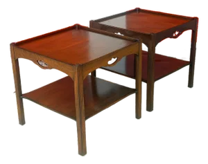 1960's Mid Century Kittinger Walnut Two-Tier Side Tables - A Pair