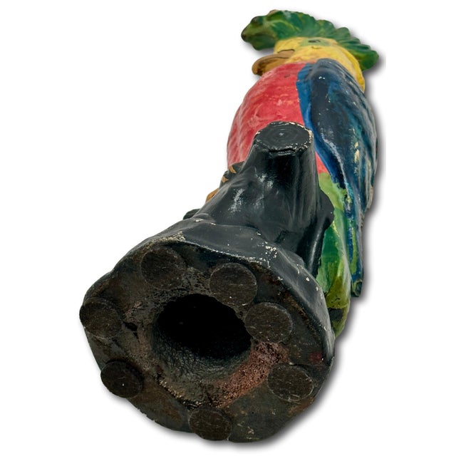 Rare Very Large 14 1/2 Inches Tall Antique American Cast Iron Cockatoo - Parrot Doorstop in Original Paint Circa 1920s For Sale - Image 18 of 18