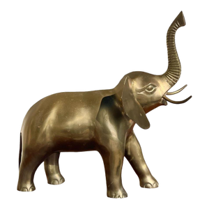 1970s Vintage Large Elephant Brass Sculpture