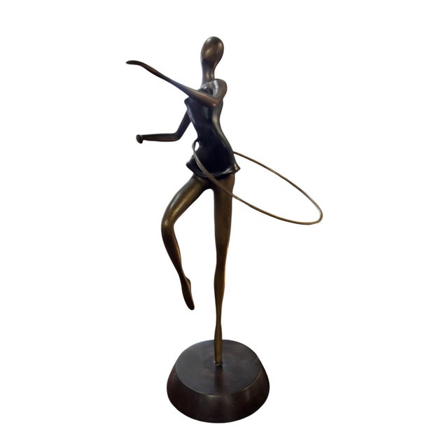 Brass 1980s Maitland-Smith Handmade Brass Ballerina Acrobatic Sculptures With Rings, a Pair For Sale - Image 8 of 12