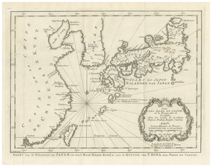 Antique Map of Japan and Korea and the Chinese Coast by Bellin, 1755