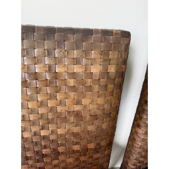 1980’s Italian Woven Leather Dining Chairs by Stone International – Set of 6 For Sale - Image 12 of 12