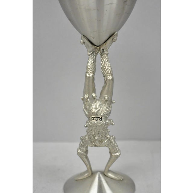 Vintage Royal Order of Jesters Figural Pewter Metal Award Goblet Chalice For Sale - Image 10 of 17