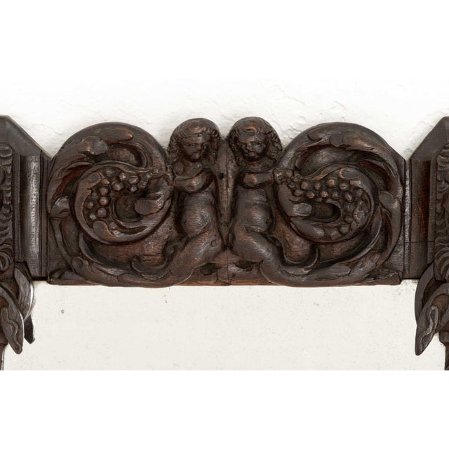 German Renaissance Revival Carved Oak Framed Mirror For Sale - Image 4 of 7