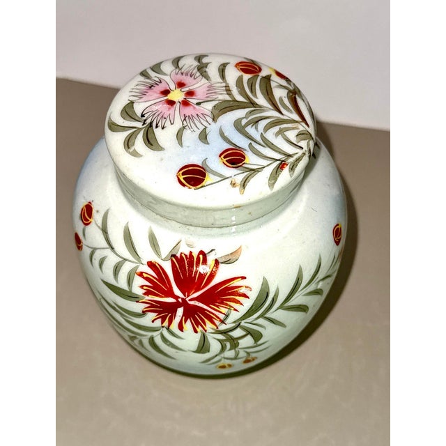 Ceramic Mid Century Hand Painted Floral Lidded Jar For Sale - Image 7 of 14