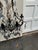 Glass Vintage Six Arm Metal and Crystal French Provincial Chandelier For Sale - Image 7 of 8