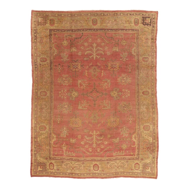 Late 19th Century Antique Turkish Oushak Rug - 10'00 X 13'03 For Sale