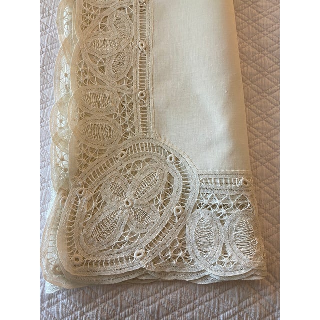 Antique Battenberg Tape Lace Tablecloth, 8 Placemats, Runner and 8
