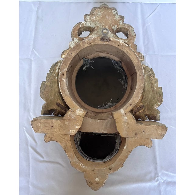 Antique French Gilt Wood Clock Case W/Mirrored Convex Glass Finish For Sale - Image 11 of 18