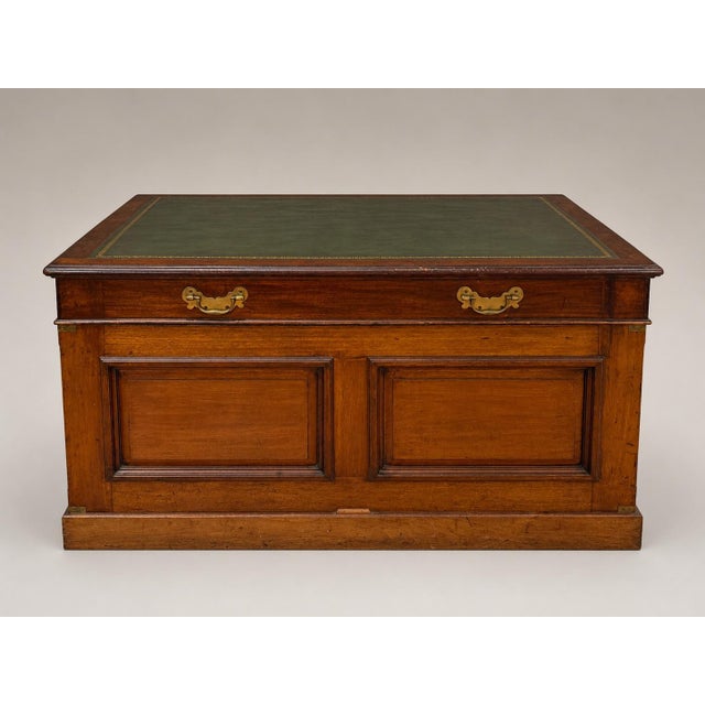 Brown Monumental 19th Century Mahogany Campaign Partner’s Library Desk For Sale - Image 8 of 12