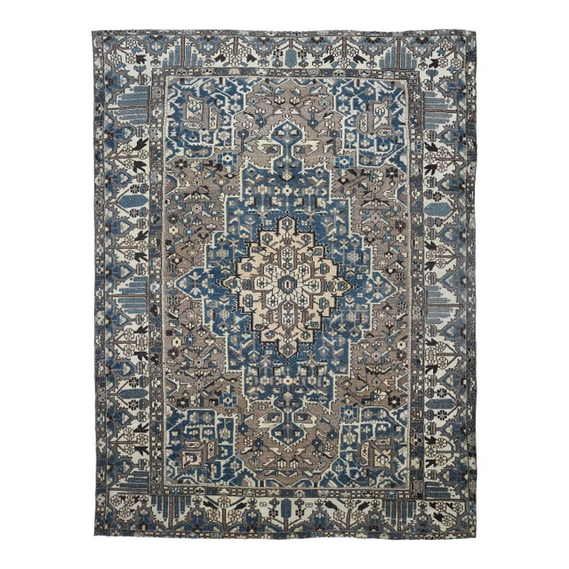 1970s Vintage Persian Handmade Wool Cotton Area Rug For Sale
