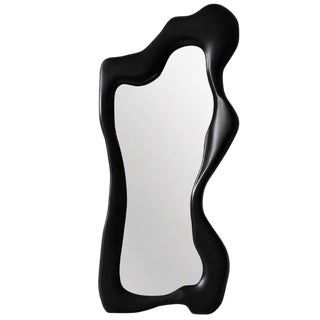 Luxury Sculptural Full Length Mirror 70.9" Organic Freeform Black Frame For Sale