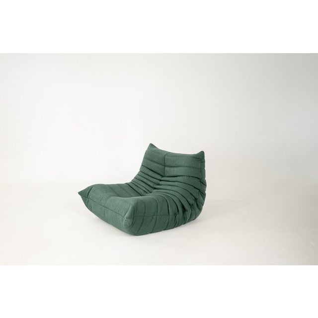 Teal Set of Togo Lounge Chair and Teal Fabric by Michel Ducaroy for Ligne Roset, 1973 For Sale - Image 8 of 18