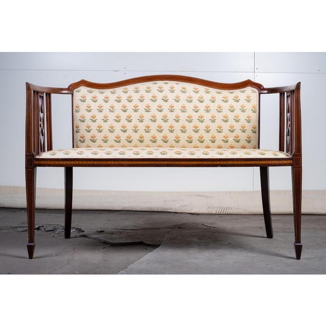 Art Nouveau 2-Seater Sofa or Bench in Mahogany, Early 1900s For Sale - Image 3 of 10