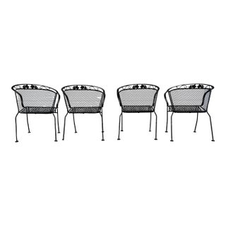 Vintage Woodard Style Outdoor Wrought Iron Arm Chairs – Set of 4 For Sale